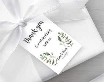 Elegant Wedding Thank You for Celebrating with us Tags - Greenery Wedding Thank you Tags - Eucalyptus Thank you Tags
