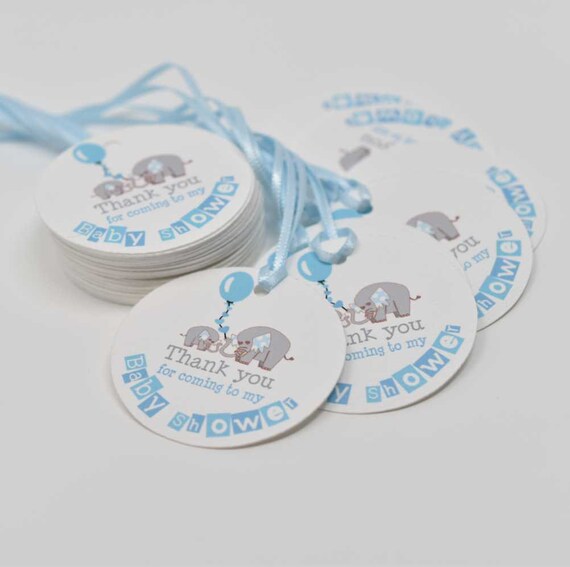 Elephants Baby Boy Shower Tags - Thank you for celebrating favor tags - Elephants boys Favors Tags Il_570xn