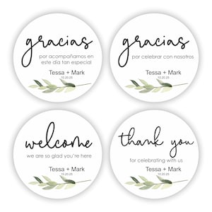 Gracias Por Acompañarnos Favor Stickers - Spanish Wedding Stickers - Spanish Baby Shower Stickers - Mi Boda Stickers - Mis Quince Stickers