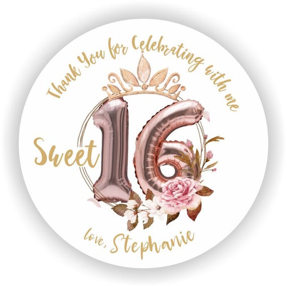 Sweet Sixteen Stickers - Sweet 16th during Social Distance Stickers - Sweet 16th Balloon Birthday Party Favor Stickers Il_570xn