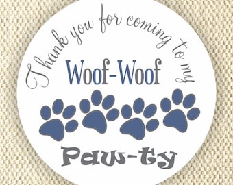 Paw-ty Favor Stickers - Puppy Birthday Stickers - Paw favor stickers- Thank you for Celebrating with me