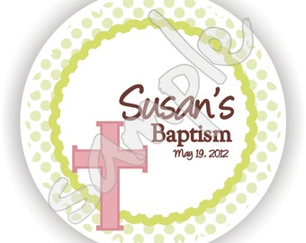 40 Thank You 2 inch circle Stickers - Baptism - Envelope Seal - Address Label - Personalized