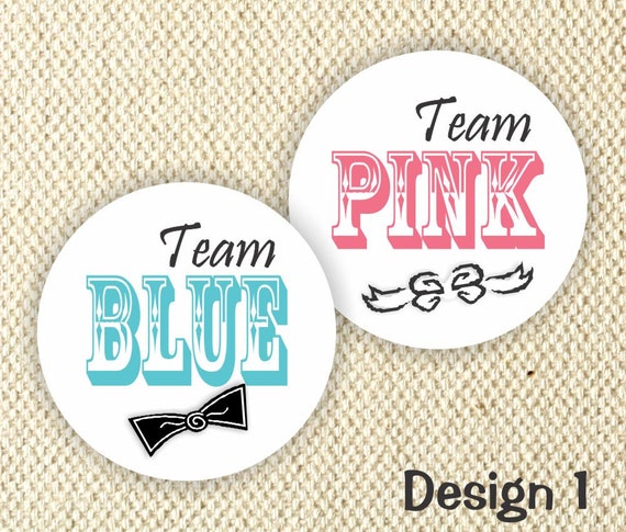 Gender Reveal Stickers - Team Pink and Team Blue Stickers - Baby Shower Stickers Set of 40 Stickers Il_570xn