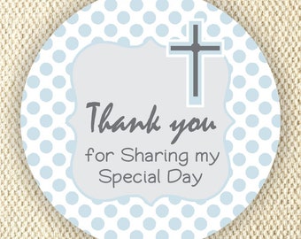 Baptism or Communion Stickers - Boys Baptism or Communion Stickers - Favor Labels