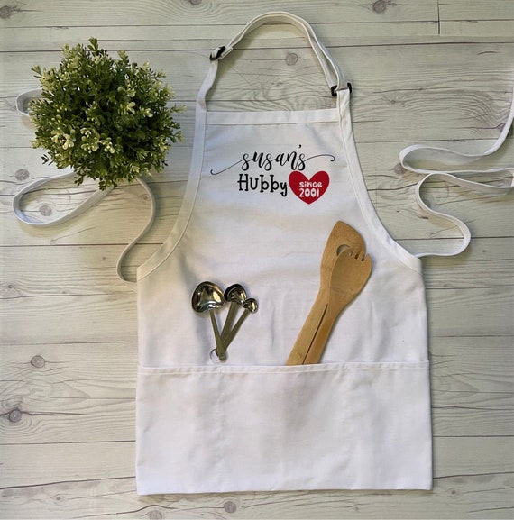 Hubby & Wiffey Apron for Adults - Custom Anniversary Apron for Couples - Personalized Three Pockets Custom Apron - Custom Apron for Baking Il_570xn