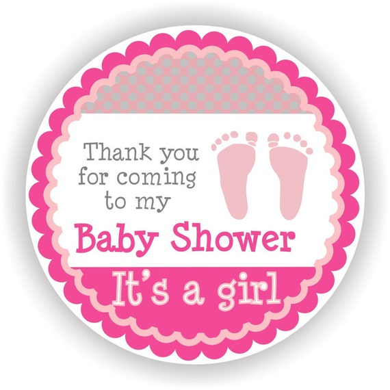 It Is A Girl Baby Shower 40 Thank You 2 Inch Circle Stickers Image 0