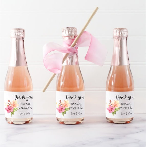 Mini Champagne Bridal Shower Labels - Mini Champagne Baby Shower Labels - Personalized Greenery Wedding Mini Champagne Labels Il_570xn