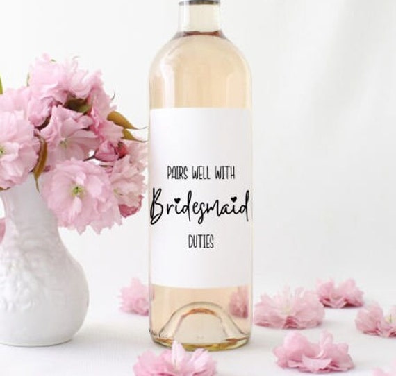Pairs Well with Bridesmaid Duties Wine Labels - Will you be my Maid of Honor Wine labels - Personalized Wine Bottle Labels Il_570xn