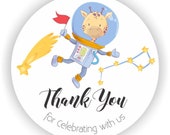 Astronaut Giraffe Baby Shower Stickers - Astronaut Birthday Favor Stickers - Thank you for Celebrating with me Il_170x135