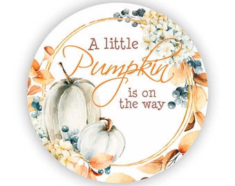 Baby Shower Stickers - A Little Pumpkin is on the way Stickers - Thank you for Celebrating with me