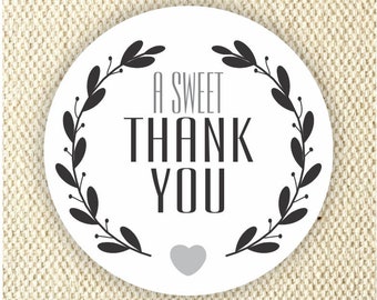 A Sweet Thank You Labels - Wedding favor stickers - Anniversary Favor Stickers - Sweet Sixteen Favor Stickers