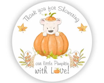 Baby Shower Stickers - A Little Pumpkin is on the way Stickers - Thank you for Celebrating with me