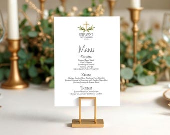 Personalized Printed First Communion Menu, Set of 100 Menu Cards, Modern Baptism Menu Cards, Dinner Menu Card, Confirmation dinner Menu