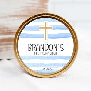 Boys Communion Stickers -  Baptism or Communion Stickers - Chalise Design Favor Stickers