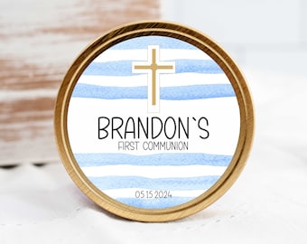 Boys Communion Stickers -  Baptism or Communion Stickers - Chalise Design Favor Stickers