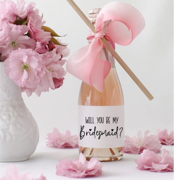 Will you be my Bridesmaid Mini Champagne Labels - Mini Champagne Maid of Honor Labels - Personalized Wedding Mini Champagne Labels Il_570xn