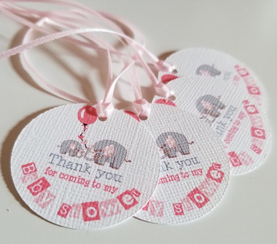 Elephants Baby Girl Shower Tags - Thank you for celebrating favor tags - Elephants girls Favors Tags Il_570xn