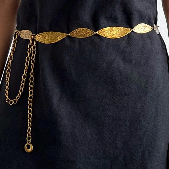 Gold & Silver Hammered Chain Belt – Vintage Textured Metal  display picture 2