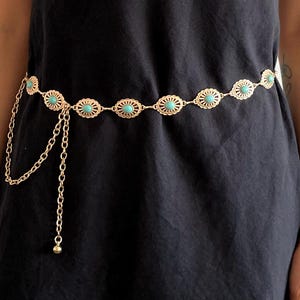 Boho Western Retro Punk Talia Łańcuch Metalowe Paski Kobiety Vintage Wysoka Talia Brzuch Złoto Srebro