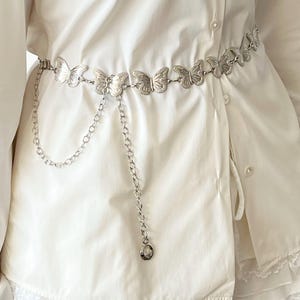 Motyl Punk Belly Chain Metalowe Paski Damskie Vintage Wysoki Stan
