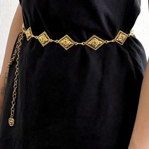 Boho Western Retro Punk Talia Łańcuch Metalowe Paski Kobiety Vintage Wysoka Talia Brzuch
