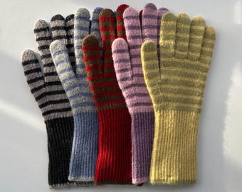 Wool Warm Y2K Retro Striped Gloves Cozy Vintage Style