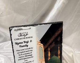 Personalised Umrah Slate Gift| Umrah Mubarak Gift| Hajj Umrah Islamic Gift| Islamic Gift| Islamic Wall Art| Islamic Umrah Gift