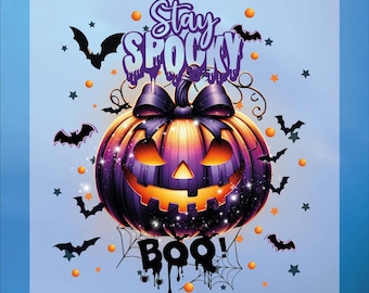 Stay Spooky DTF Print: Halloween Pumpkin Heat Transfer