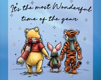 Christmas Winnie The Pooh DTF Transfer, Ready To Press, Heat Transfer