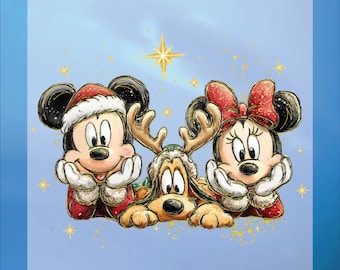 Disney Christmas Dtf Transfer, Mickey Minnie Ready To Press