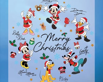 Disney Merry Christmas Dtf Transfer, Mickey And Friends Ready To Press