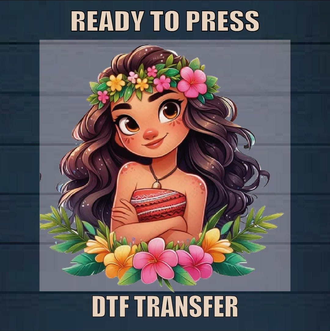 Princess Moana Dtf Transfer, Princess Design Ready for Press, Shirt ...