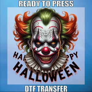 Scary Clown Halloween DTF Print: Spooky Season Shirt Design