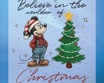 Disney Christmas Dtf Transfer, Mickey Ready To Press, Christmas Tree