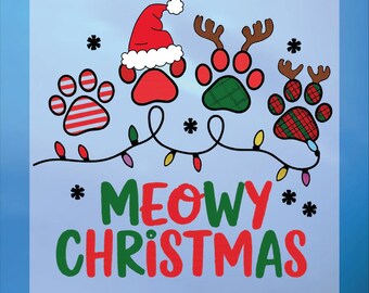 Meowy Christmas DTF Transfer, Vintage Cats Shirt Design
