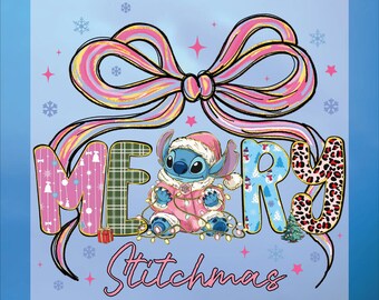 Merry Stitchmas DTF Transfer, Christmas Shirt Design Ready to Press