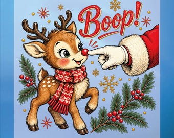 Christmas Dtf Transfer, Reindeer Santa Boop Ready To Press, Bulk Dtf