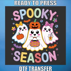 Cute Ghosts Dtf Print, Halloween Ghost Dtf Ready To Press, Halloween Pumpkin Dtf Prints, Spooky Season Dtf, Boo Dtf Transfer, Heat Transfer