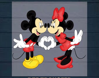 Mickey & Minnie Valentine's DTF Transfer: Love Heart Design