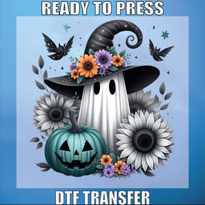 Cute Witch Ghost Dtf Print, Halloween Ghost Dtf Ready To Press, Halloween Pumpkin Dtf, For Kids Design Dtf Transfer, Heat Transfer