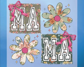 Retro Mama Floral Dtf Ready To Press, Mama Flower Print, Mama Coquette Design, Mother's Day Dtf, Mama Flowers Coquette Dtf, Heat Transfer