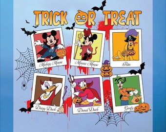 Disney Trick Or Treat Dtf, Mickey's Friends Halloween Dtf Print, Ready To Press
