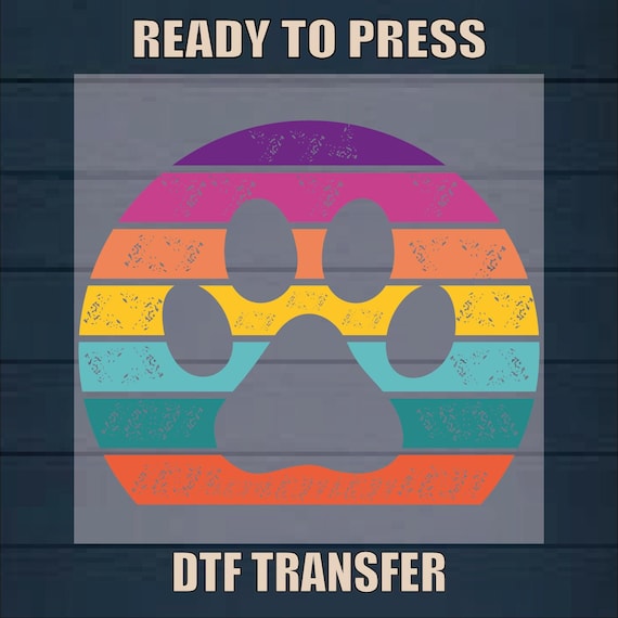 Colorful Paw Print DTF Transfer: Dog Shirt Design