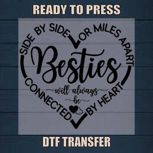 Transferencia DTF de corazón de mejores amigas: Diseño de amistad listo para imprimir