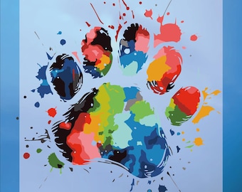 Colorful Paw Print DTF Transfer, Ready To Press