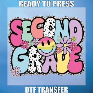 Second Grade Dtf Transfer, For Kids Design Dtf , Student Shirt Design Dtf Print, Back To School Dtf Ready To Press, School Heat Transfer