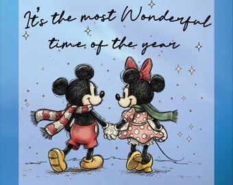 Disney Christmas Dtf Transfer, Mickey Minnie Ready To Press