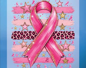 Cancer Awareness DTF Print, Pink Coquette, Leopard Ready To Press