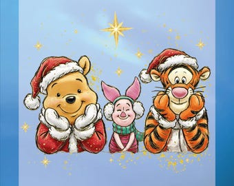 Christmas Winnie The Pooh DTF Transfer, Ready To Press, Heat Transfer