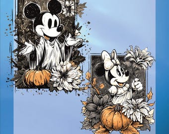 Mickey Minnie Dtf Transfer, Halloween Dtf Ready To Press, Boy Girl Shirt Design, Disney Halloween Design Dtf Print, Heat Transfer